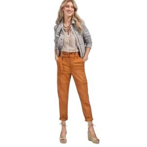 CAbi Paper Bag Cargo Pants Cashew Style #6045 Sz 8 NWOT